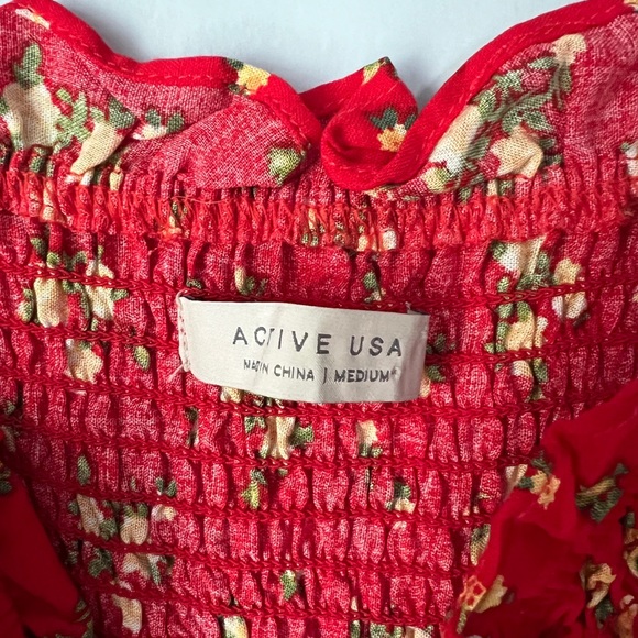 Active USA Floral Crop Top in Red/Yellow, Size Medium - Picture 4 of 5